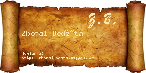 Zborai Beáta névjegykártya